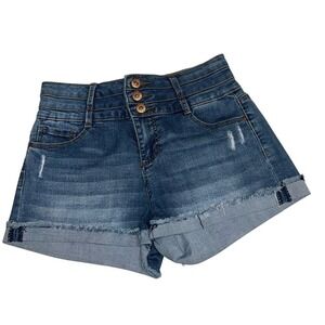 VANILLA STAR Juniors Denim High waisted Women's Distressed Shorts Size‎ 7